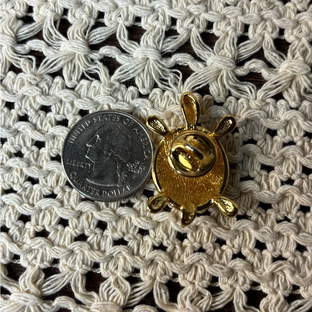 Vintage Christian Dior Turtle Brooch Gold Figural Designer Pin | AS-IS - Picture 6 of 9